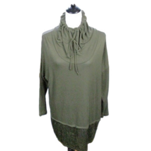 Soul Cake Army Green Mock Drawstring Neckline Velveteen Trim Size XL